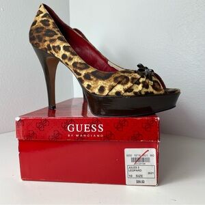 Leopard Platform Heel Y2K 10M animal print peep toe